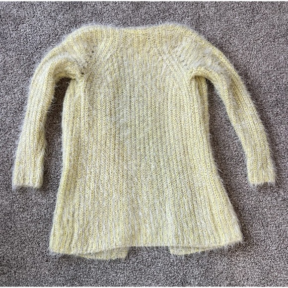 Anthropologie Yellow Larkin Shimmer Fuzzy Cardigan Sweater Size XS Cozy - Picture 2 of 8